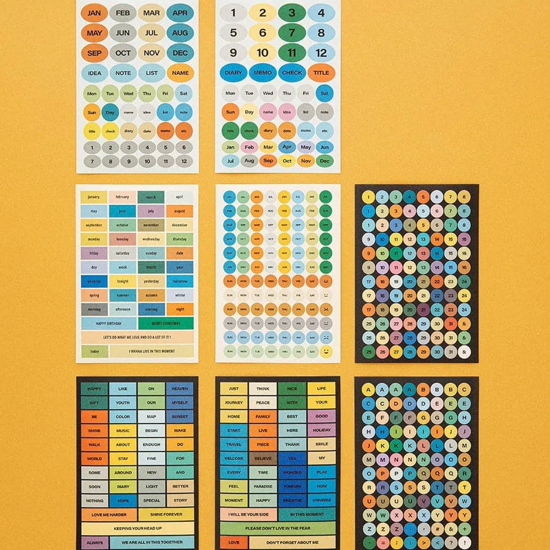 huit planches de stickers pour l'organisation