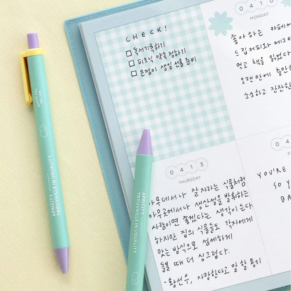 iconic bubbly gel pen mint and lavender stylo bille korea