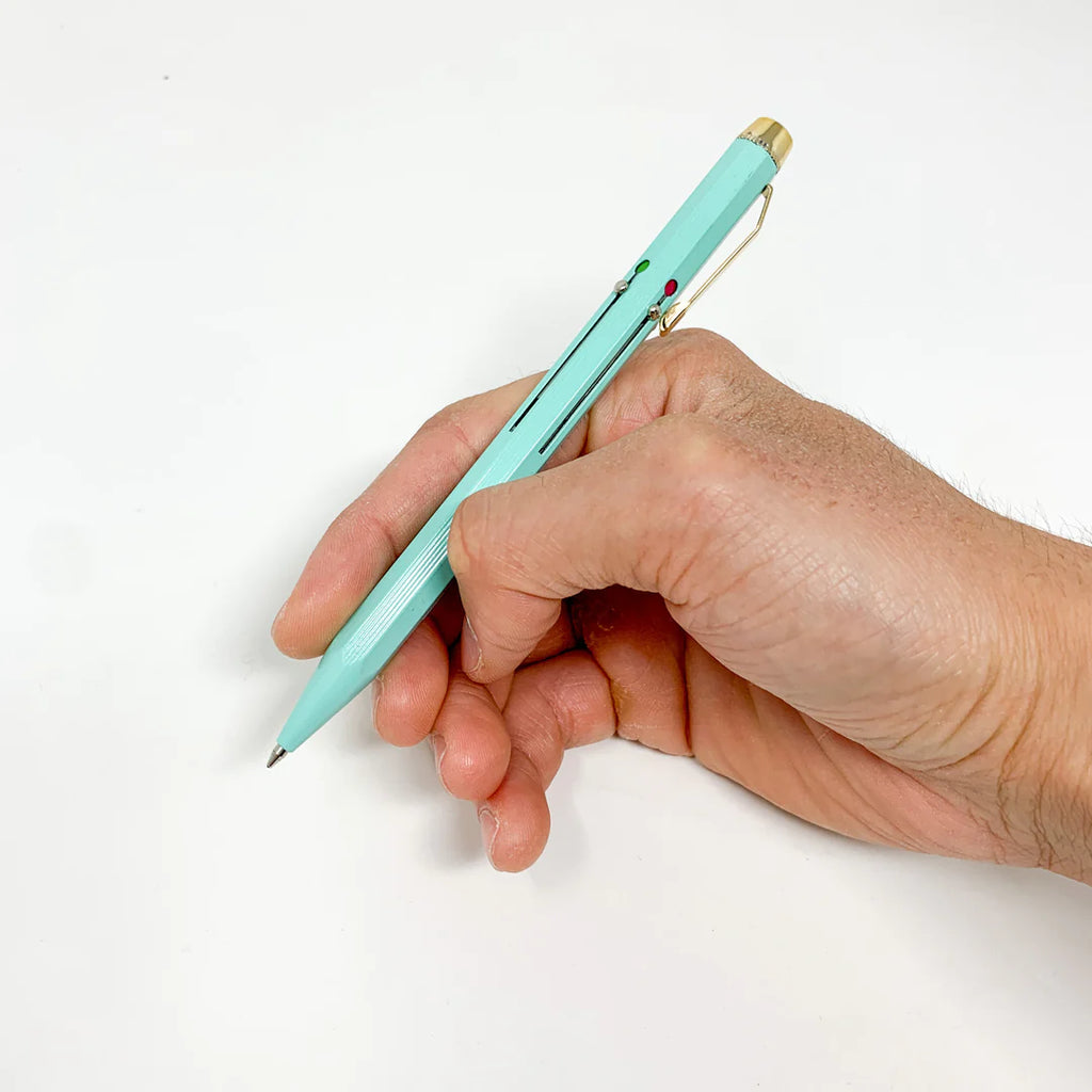 stylo bille quatre couleurs, en métal couleur menthe
