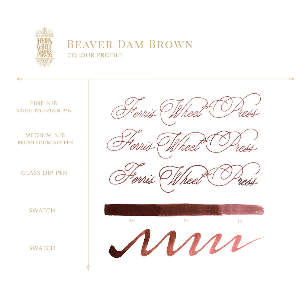 profil de couleur de l'encre haute qualité pour stylos plume et calligraphie ferris wheel press beaver dam brown