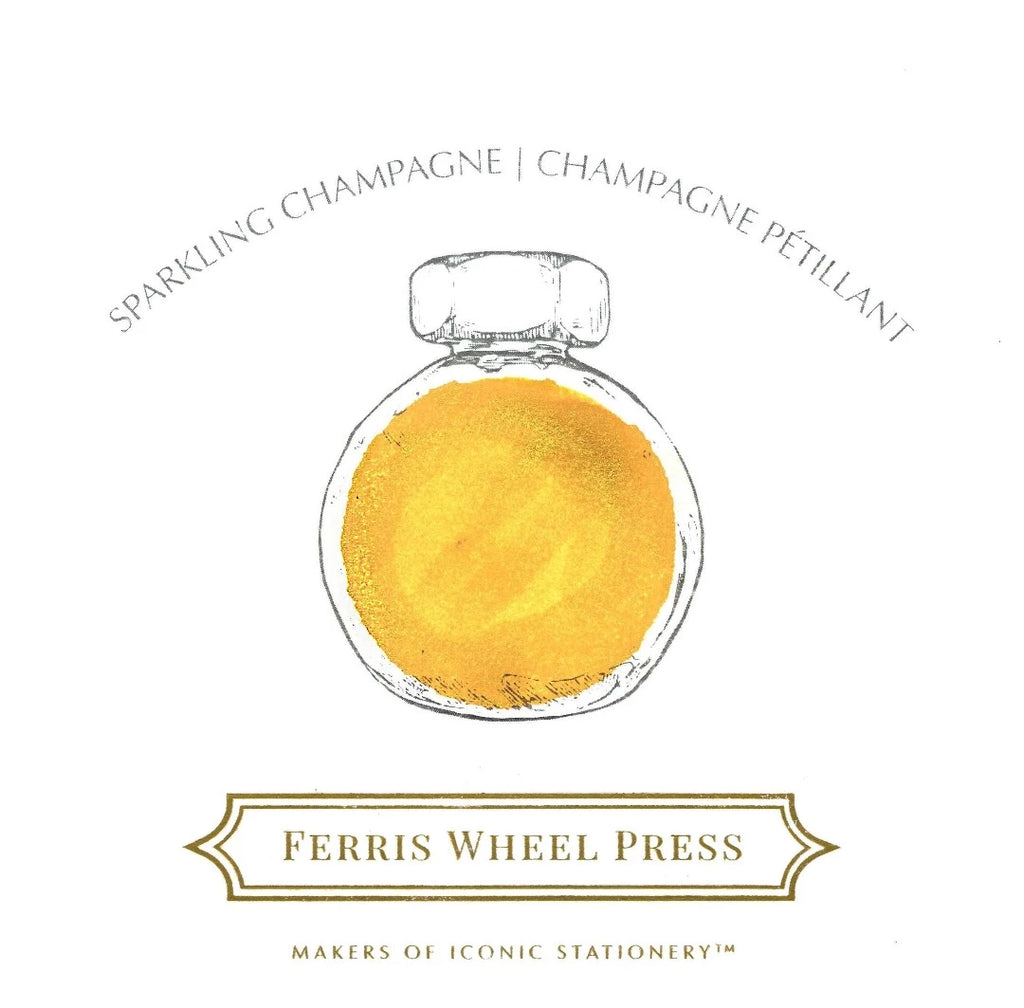 echantillon de l'encre ferris wheel press champagne pétaillant pour calligraphie et loisirs créatifs