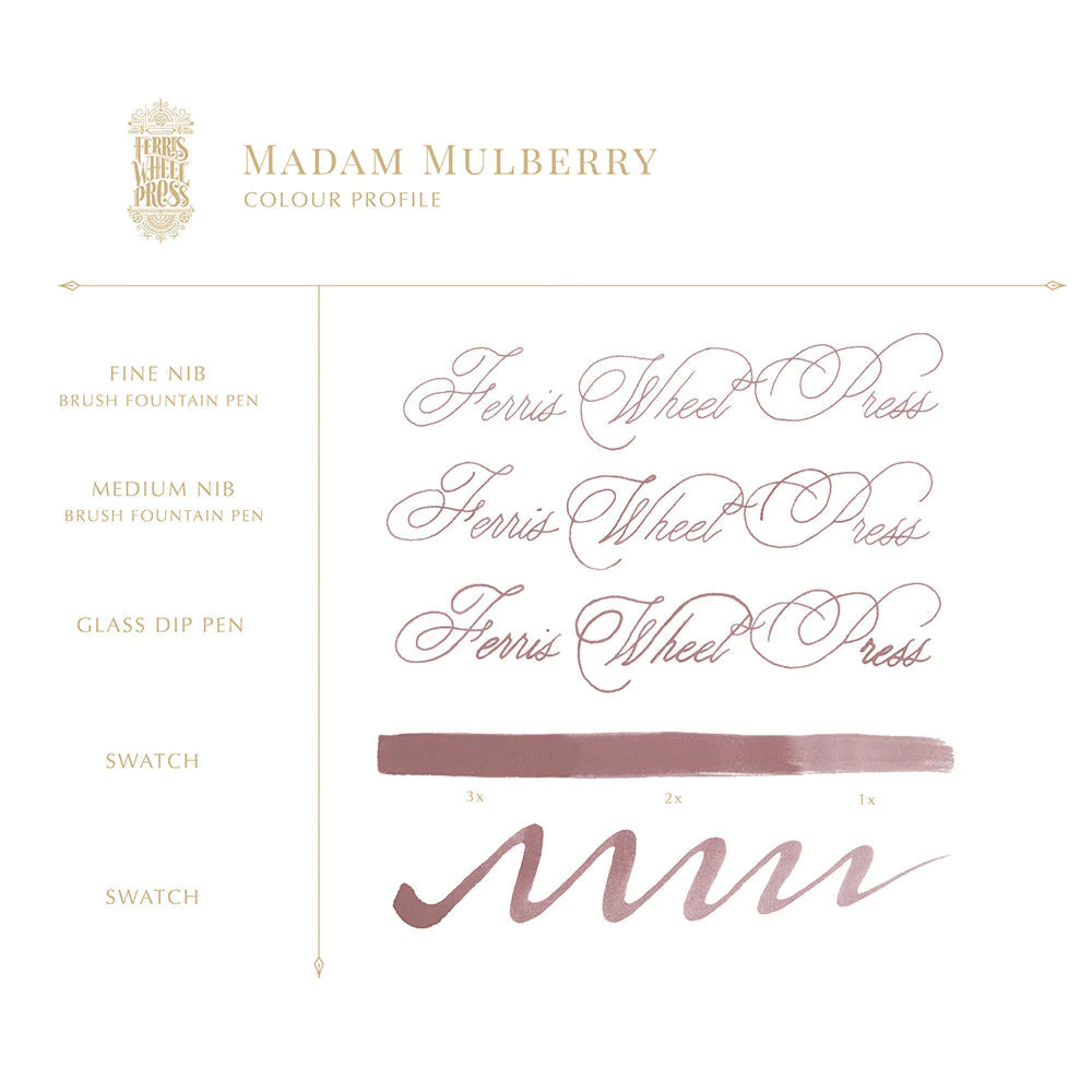 profil de couleur de l'encre haute qualité pour stylos plume et calligraphie ferris wheel press madam mulberry