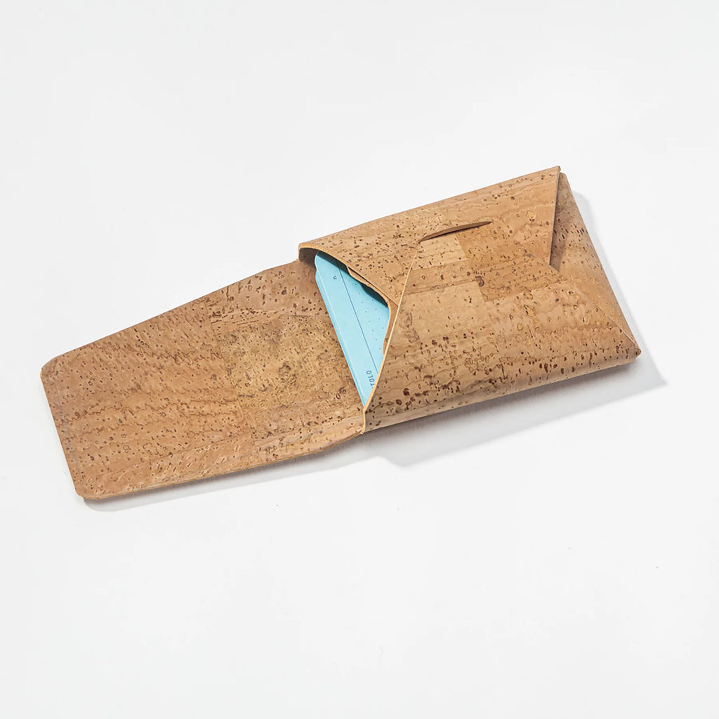pochette en liege porte carte vegan origami busta foglietto papeterie