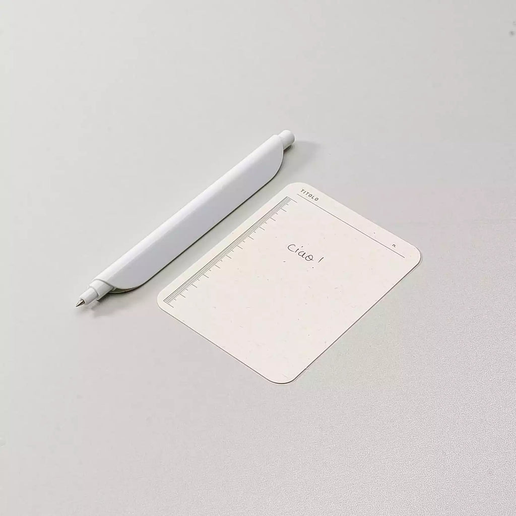 stylo bille clipsable clipen blanc avec fiche de notes foglietto